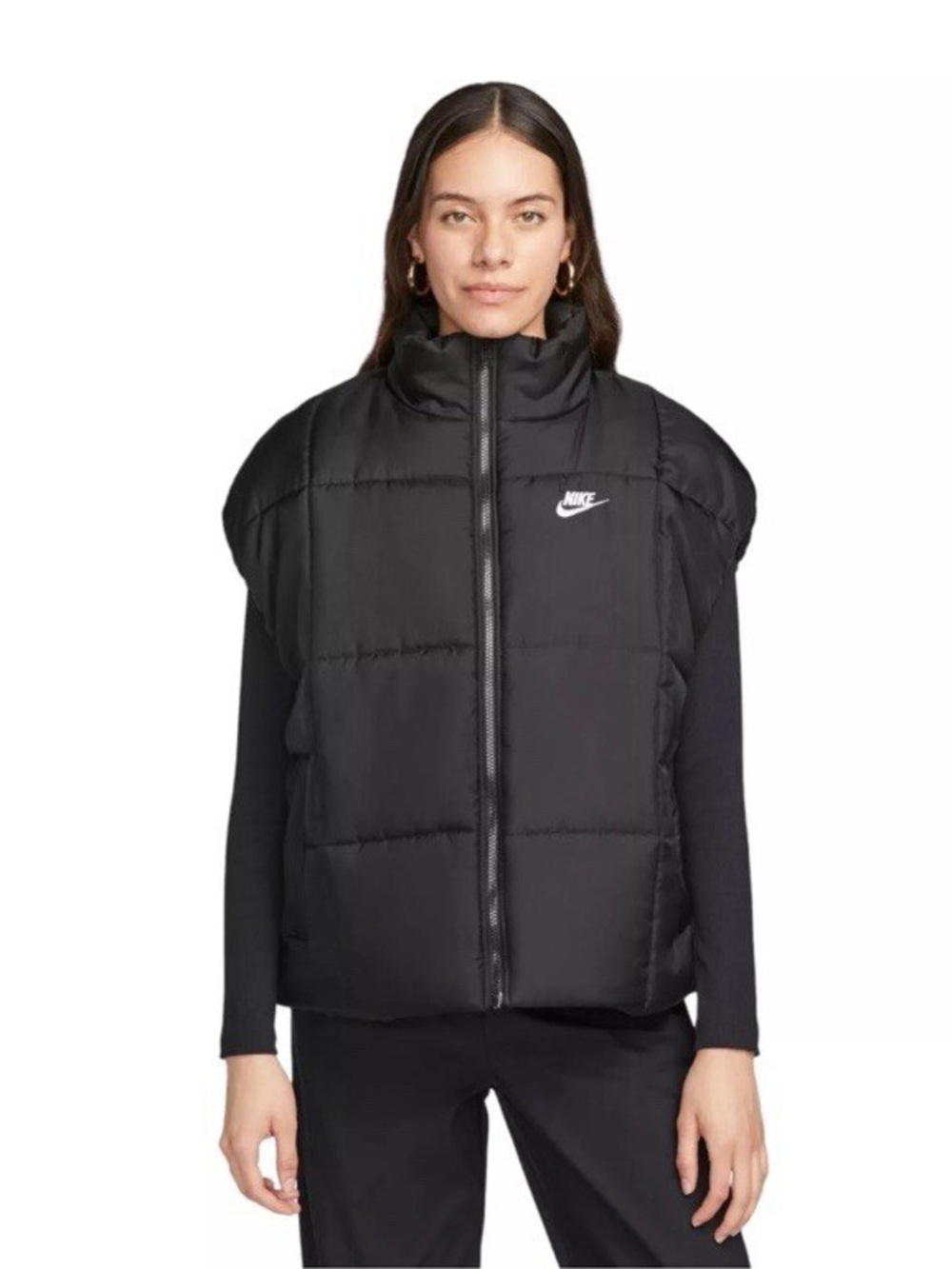 Nike Women's Black Puffer Vest - Lightweight Sleeveless Jacket size Small